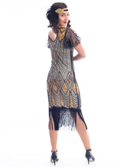 1920s Gold Plus Size Flapper Dress Back