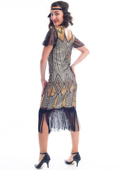1920s Gold Plus Size Flapper Dress Back Side View