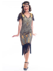 1920s Gold Plus Size Flapper Dress