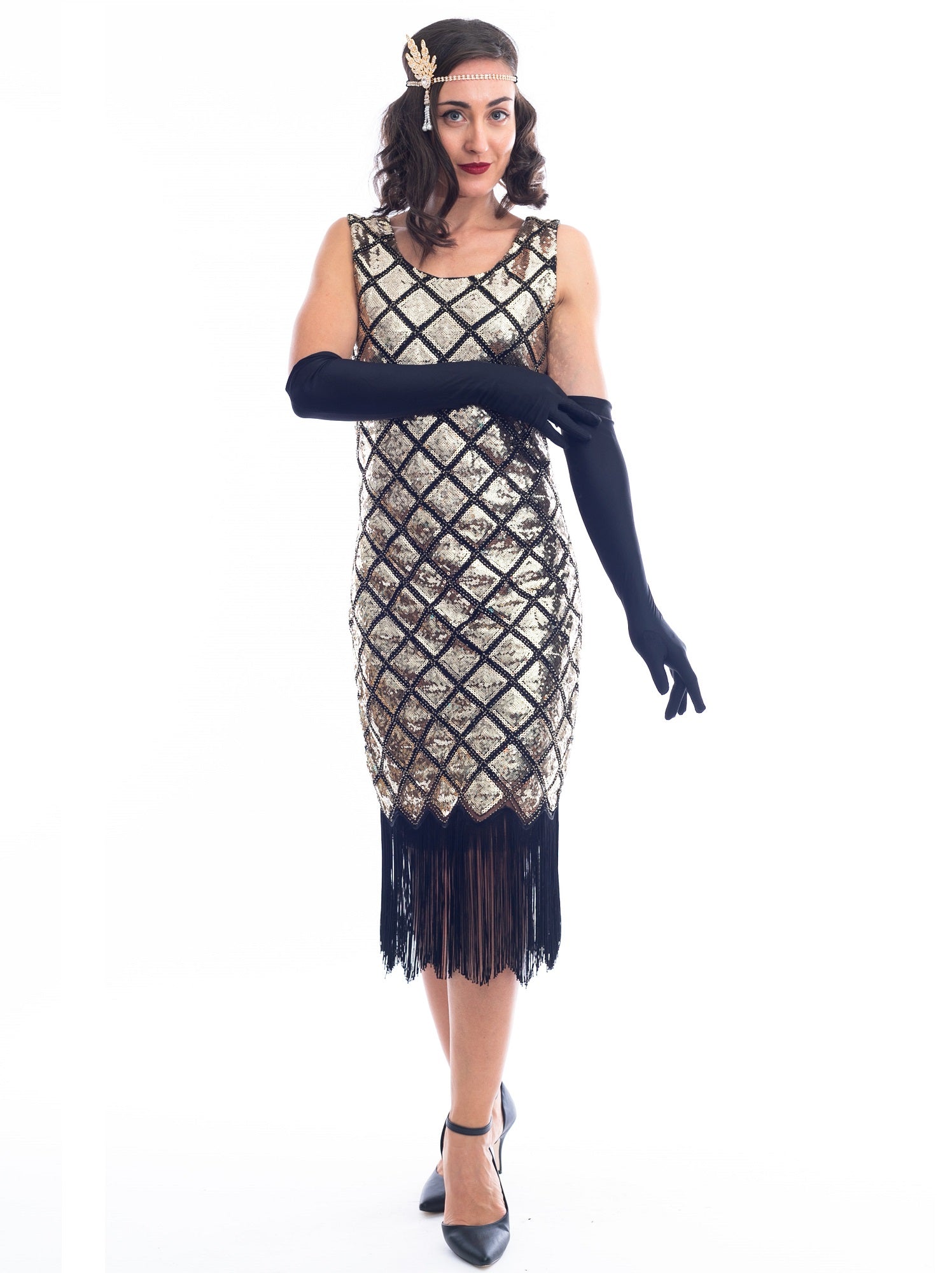 1920s Gold Sequin Aaliyah Gatsby Dress