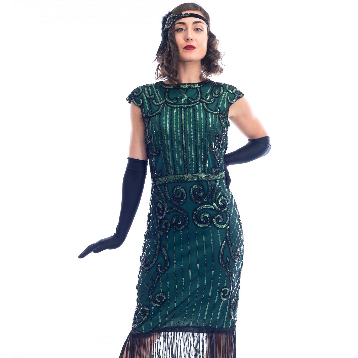 1920s Green Flapper Dress