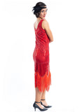 A 1920s Red Flapper Dress with sequins and beads - Back View