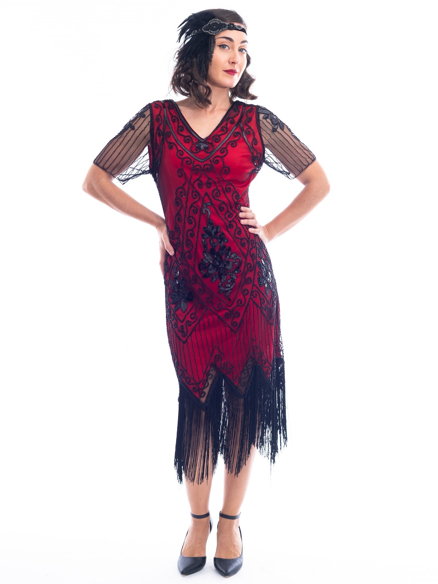 1920s Red Flapper Dress