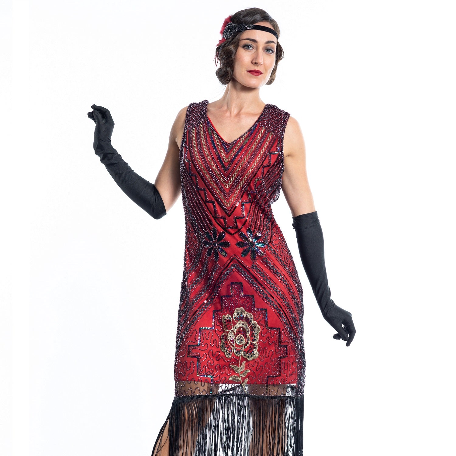 1920s Red Marilyn Vintage Gatsby Dress - Flapper Boutique