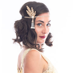 Gold Rhinestone & Pearl Gatsby Headpiece