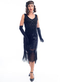 Plus Size Black Beaded Stella Flapper Dress