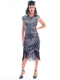 Plus Size Black & Silver Sequin Mable Flapper Dress