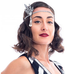 Silver Rhinestone & Pearl Gatsby Headpiece